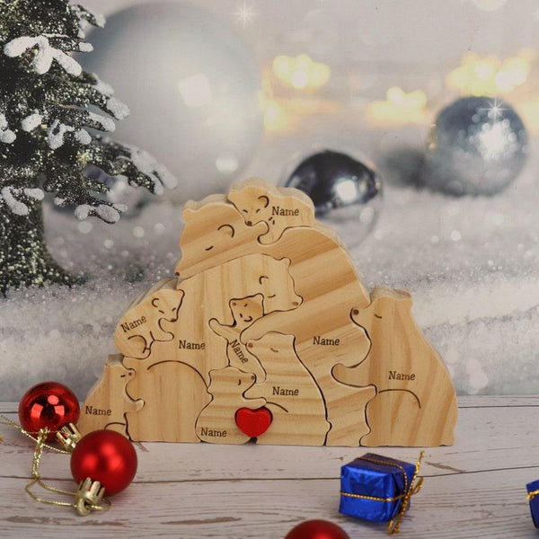 Personalized DIY Custom Wooden Bear II Family Puzzle - Customized Toy