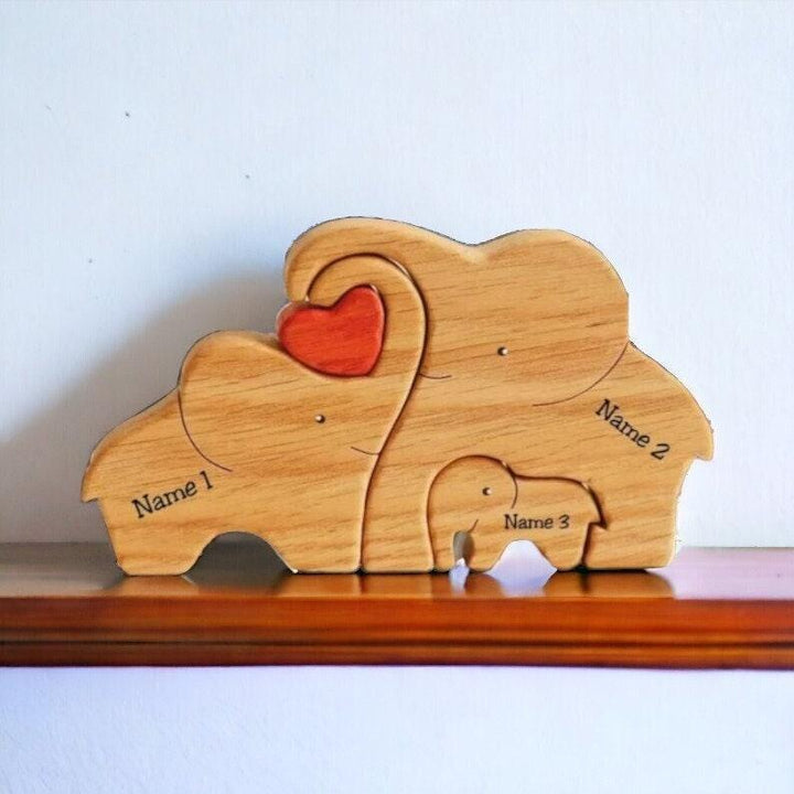 Personalized DIY Custom Wooden Elephant Family Puzzle - Customized Toy