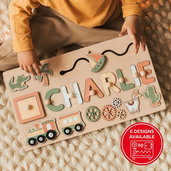 Personalized Wooden Name Puzzle – 6 Color Themes | CustomizedToy