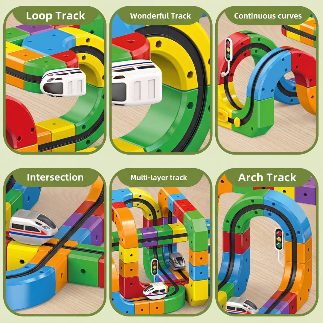 Track Racer Train Infinity Racer Magnetic Train Track Toy Self Driving Car STEM Building ...