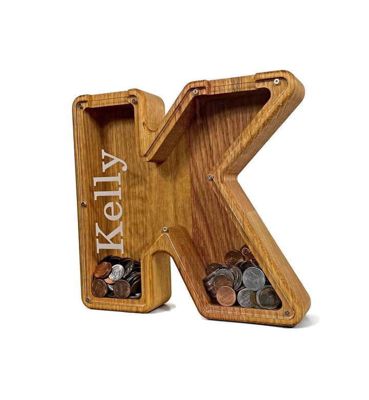 Personalized DIY Custom Wooden Letters Coin Bank - Customized Toy