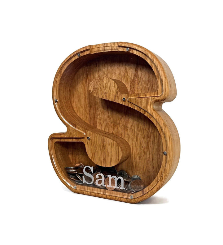 Personalized DIY Custom Wooden Letters Coin Bank - Customized Toy