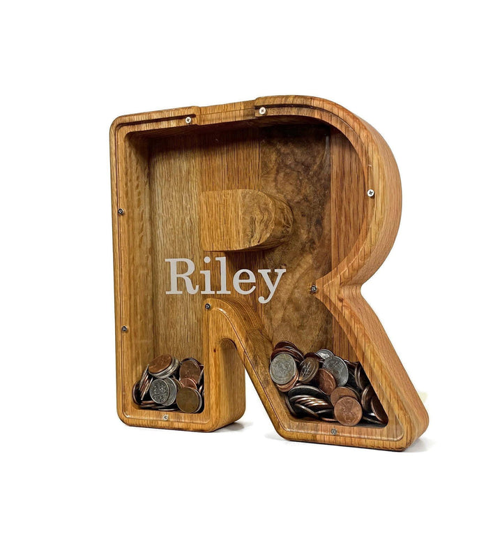 Personalized DIY Custom Wooden Letters Coin Bank - Customized Toy