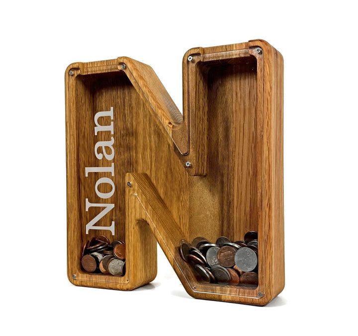 Personalized DIY Custom Wooden Letters Coin Bank - Customized Toy