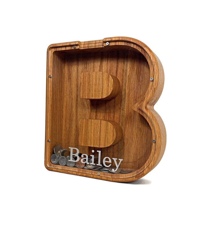 Personalized DIY Custom Wooden Letters Coin Bank - Customized Toy