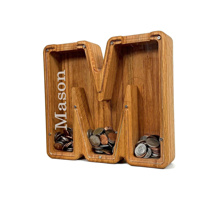 Personalized DIY Custom Wooden Letters Coin Bank - Customized Toy