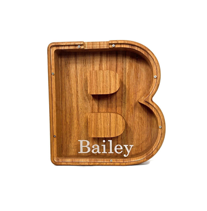 Personalized DIY Custom Wooden Letters Coin Bank - Customized Toy