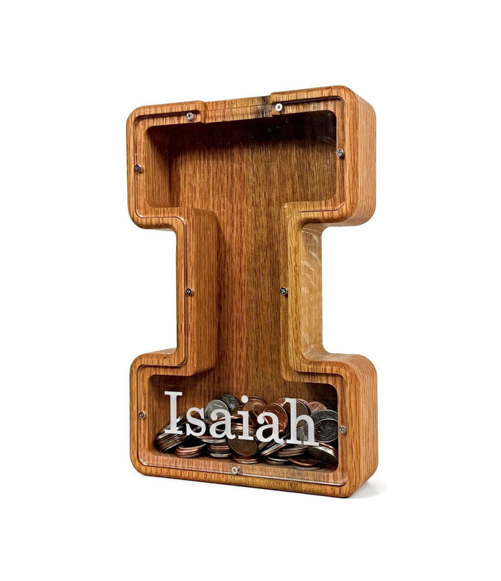 Personalized DIY Custom Wooden Letters Coin Bank - Customized Toy