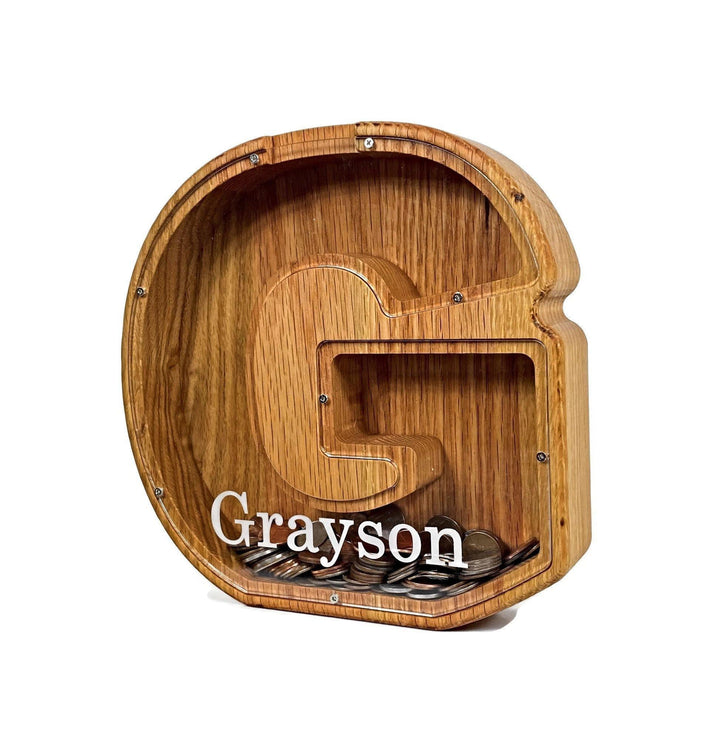 Personalized DIY Custom Wooden Letters Coin Bank - Customized Toy