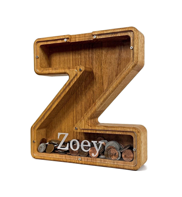 Personalized DIY Custom Wooden Letters Coin Bank - Customized Toy