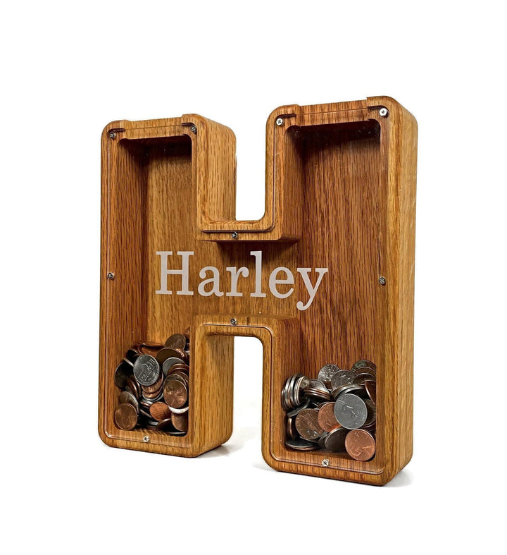 Personalized DIY Custom Wooden Letters Coin Bank - Customized Toy