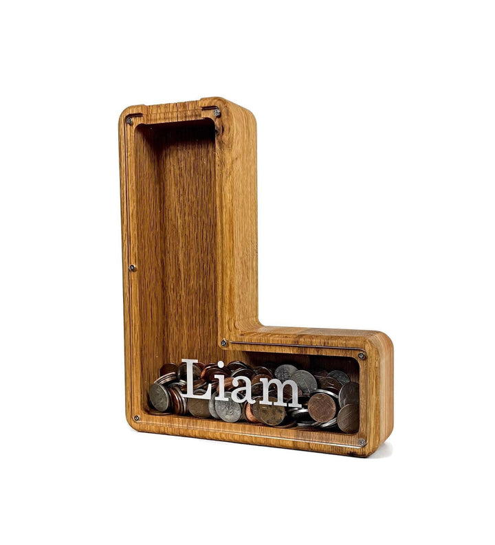 Personalized DIY Custom Wooden Letters Coin Bank - Customized Toy