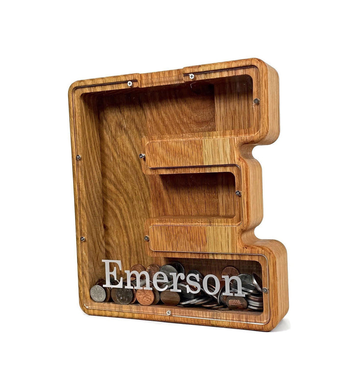 Personalized DIY Custom Wooden Letters Coin Bank - Customized Toy