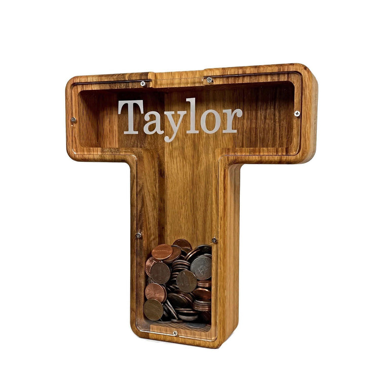 Personalized DIY Custom Wooden Letters Coin Bank - Customized Toy