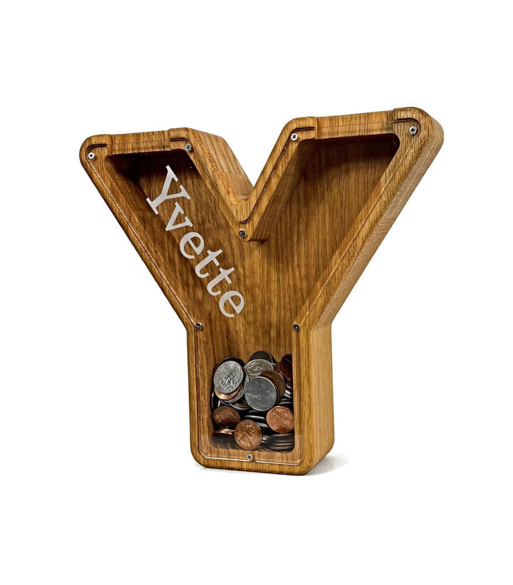 Personalized DIY Custom Wooden Letters Coin Bank - Customized Toy