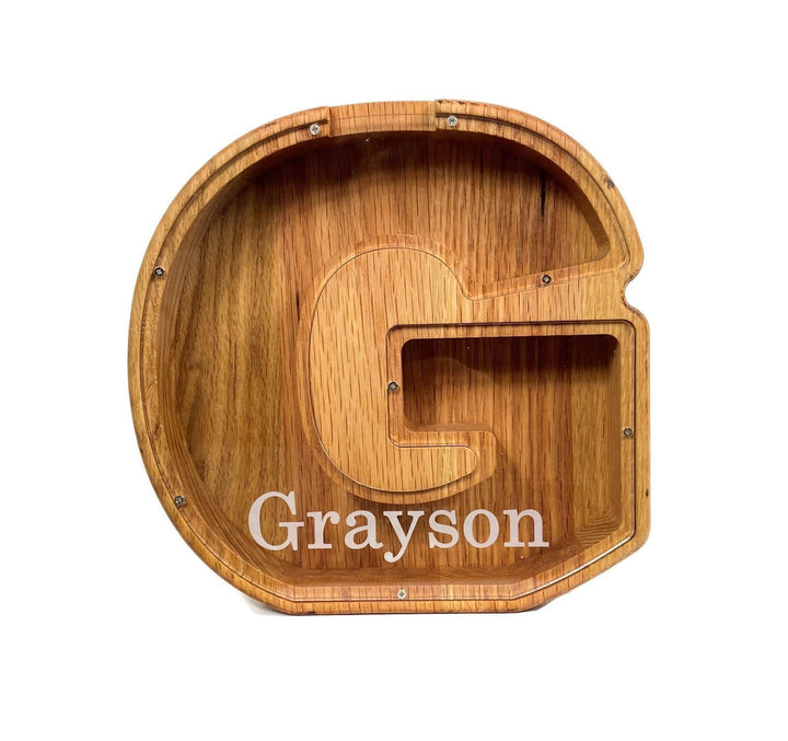 Personalized DIY Custom Wooden Letters Coin Bank - Customized Toy