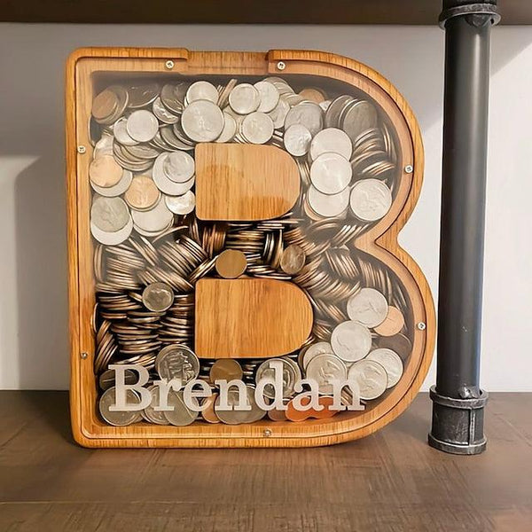 Custom Wooden Letter Piggy Bank For Kids